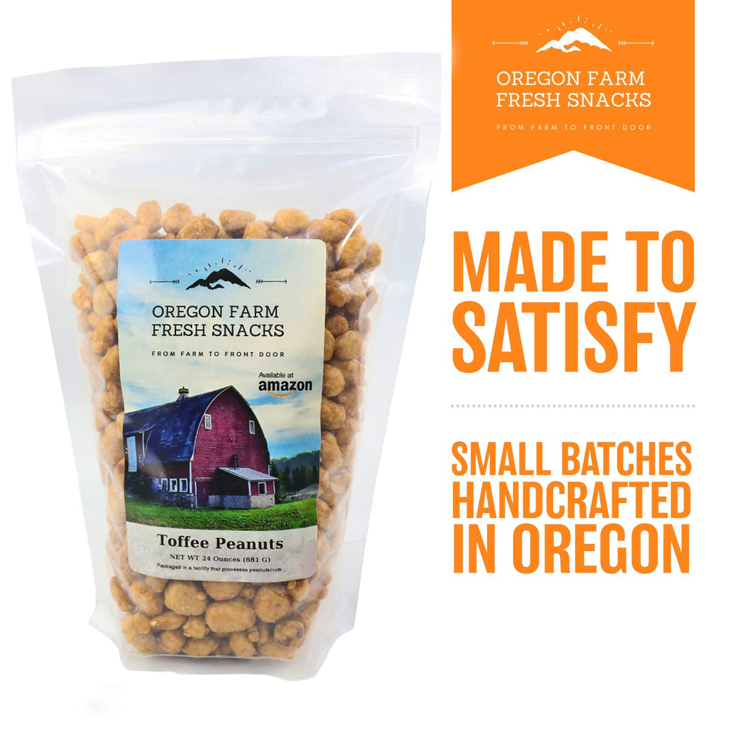 OREGON FARM FRESH SNACKS Toffee Peanuts ingredients—simple, natural components.