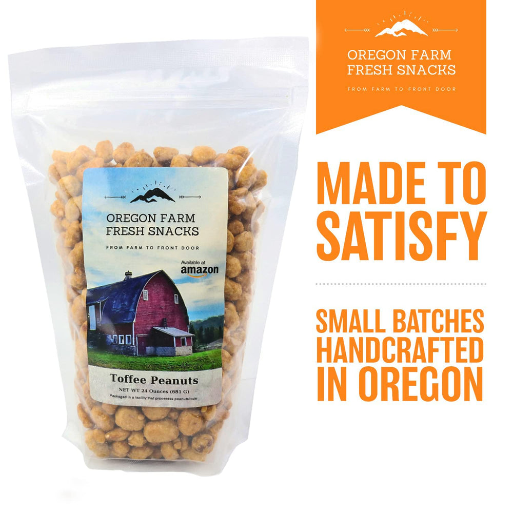OREGON FARM FRESH SNACKS Toffee Peanuts ingredients—simple, natural components.