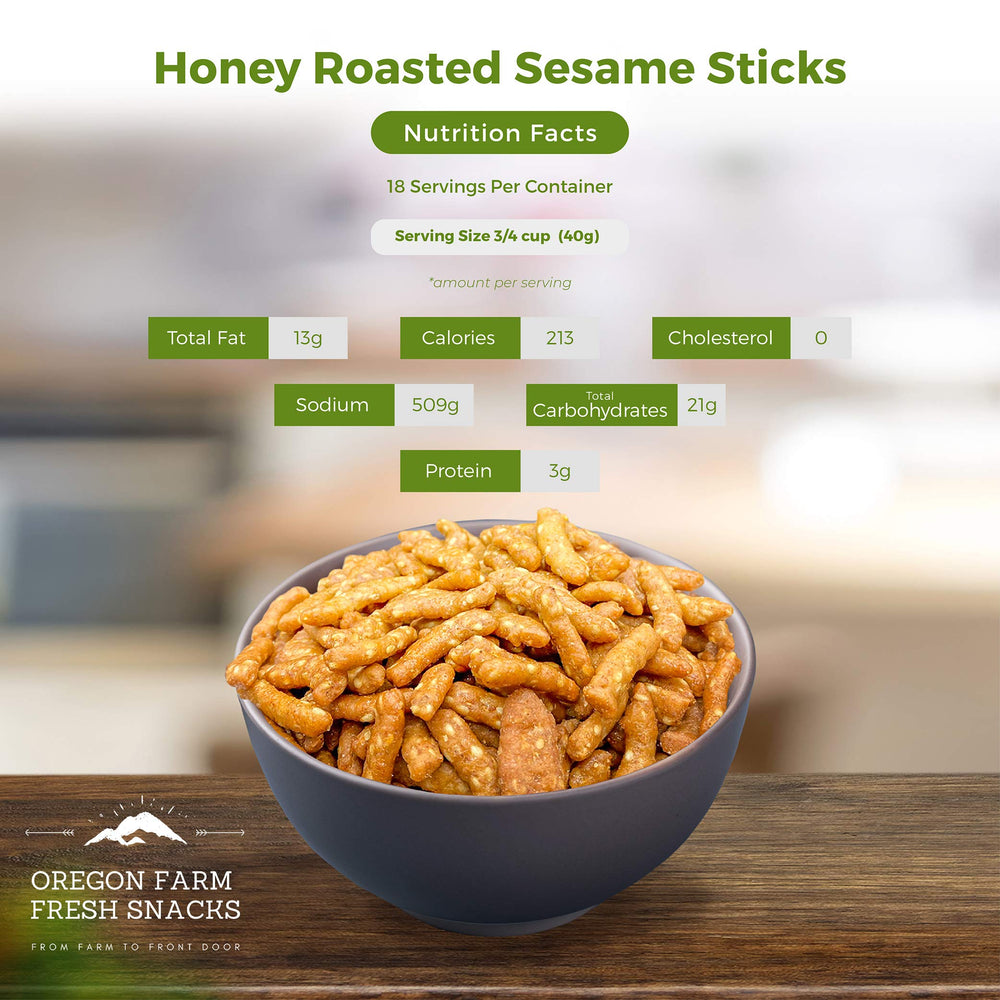 Oregon Farm Fresh Snacks honey roasted sesame sticks pair with trail mix