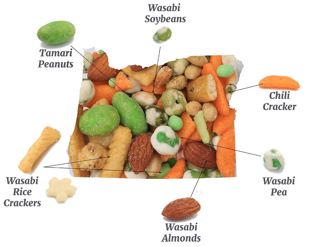 Oregon Farm Fresh Snacks Wasabi Peas & Rice Crackers Mix party-bowl ready for gatherings