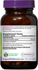 Oregon's Wild Harvest beet root capsules back label showing organic and non-GMO details
