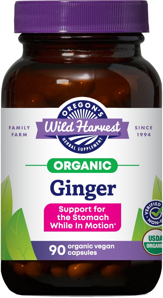 Oregon's Wild Harvest Ginger Capsules 1000 mg bottle for daily digestive comfort