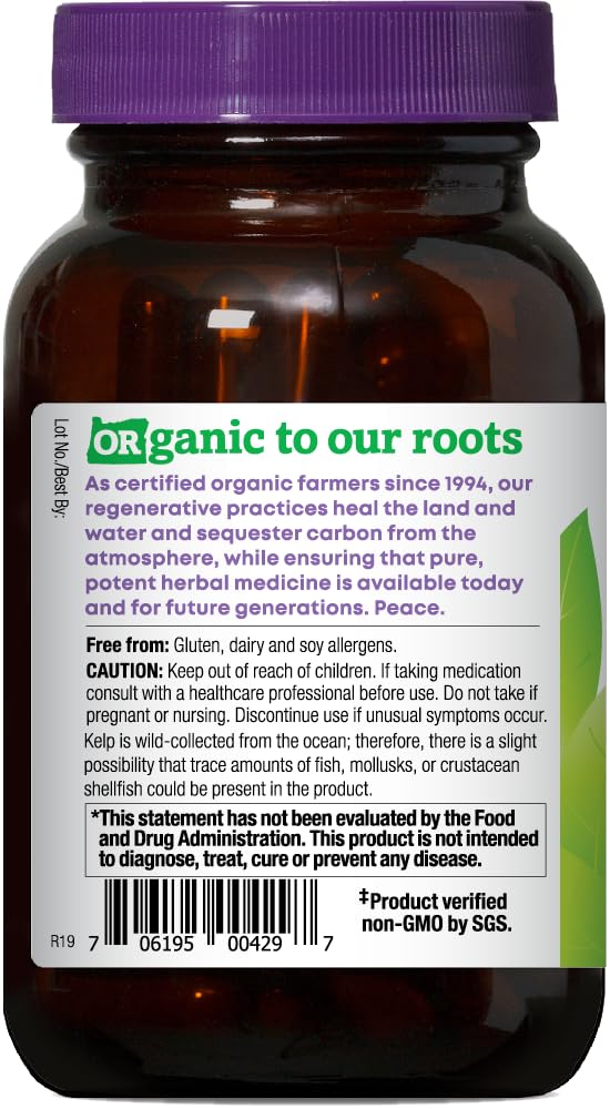 Oregon's Wild Harvest Kelp packaging shows SGS Non-GMO verification.