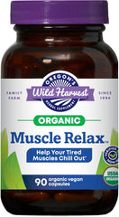 Oregon's Wild Harvest Muscle Relax bottle front with 90-count vegan capsules for daily calm.