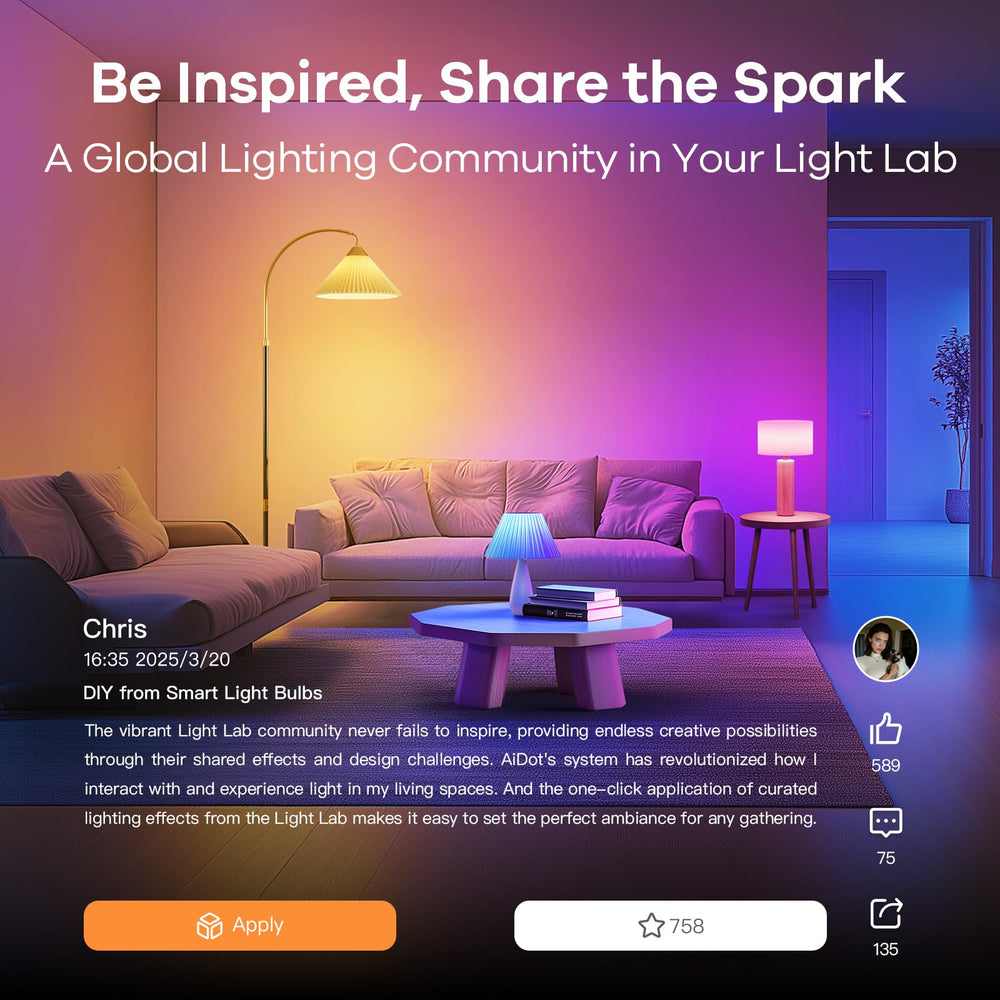 OREiN Matter bulb syncing with music for dynamic mood lighting