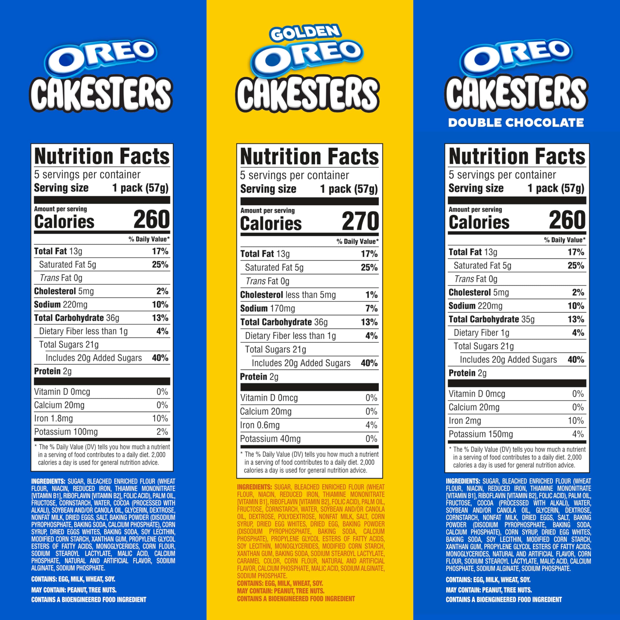 OREO Cakesters Golden box front highlighting soft golden cakes and creamy filling.