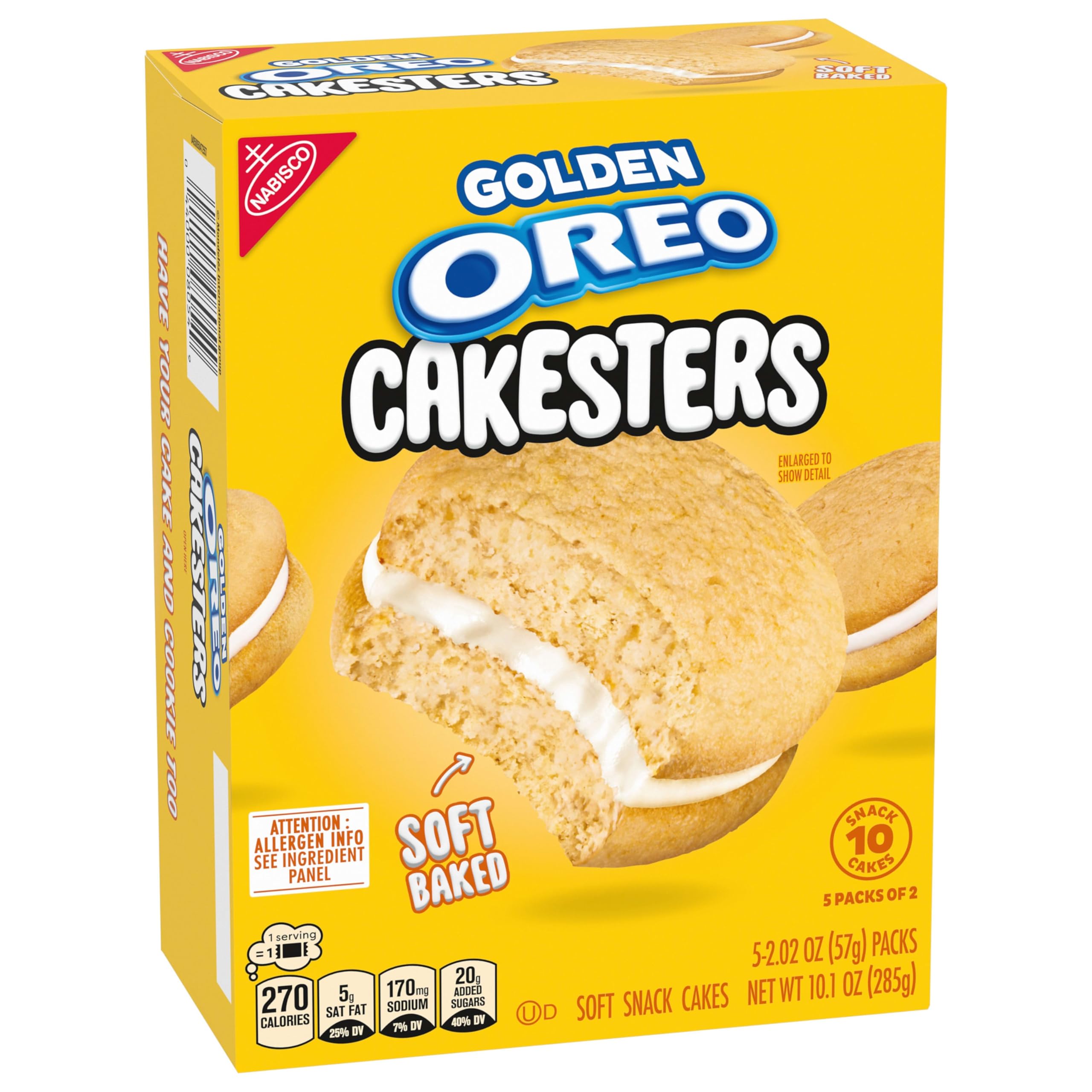 OREO Cakesters on-the-go snack packs shown in travel-friendly setup.