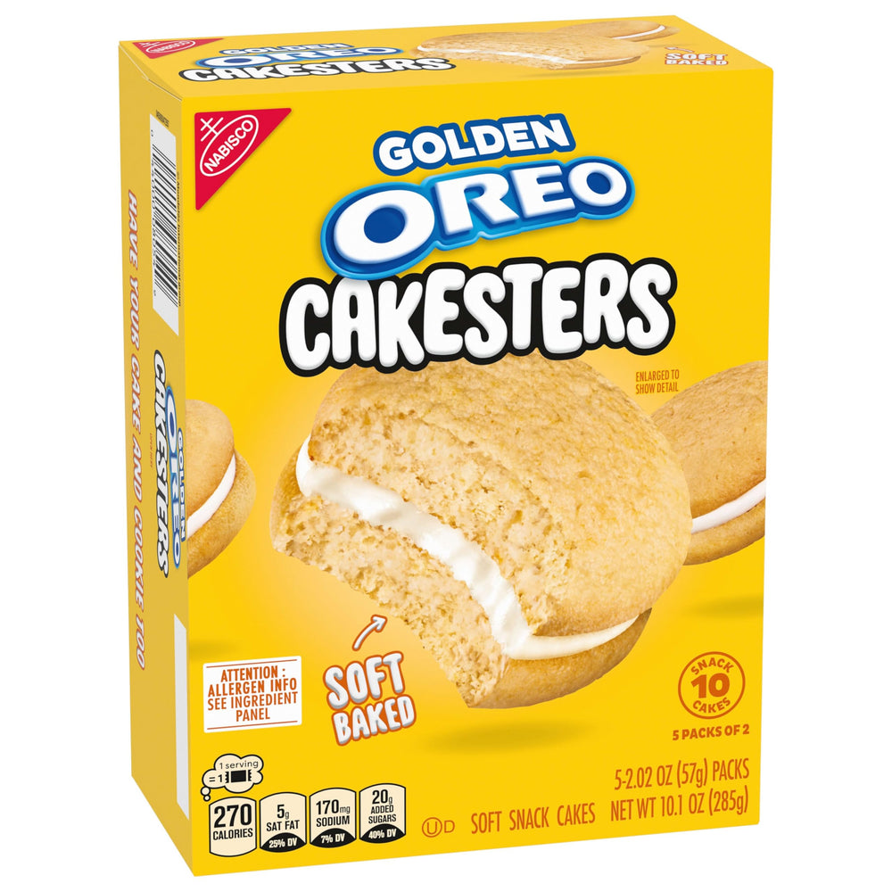 OREO Cakesters on-the-go snack packs shown in travel-friendly setup.