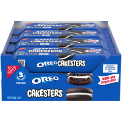 OREO Cakesters soft snack cakes pack with three cakes, ideal for grab-and-go.