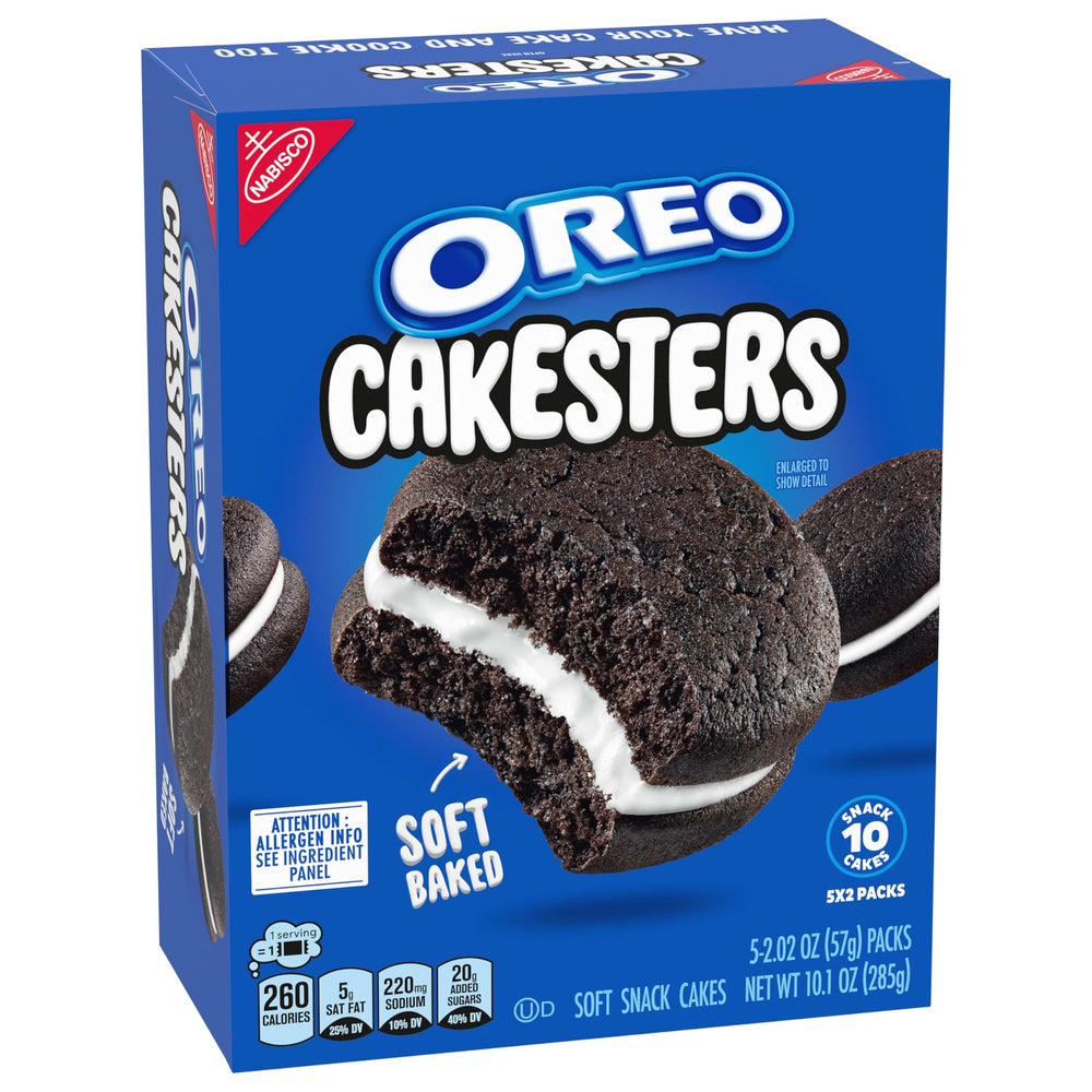 OREO Cakesters two-snack-per-pack demonstration for easy sharing.