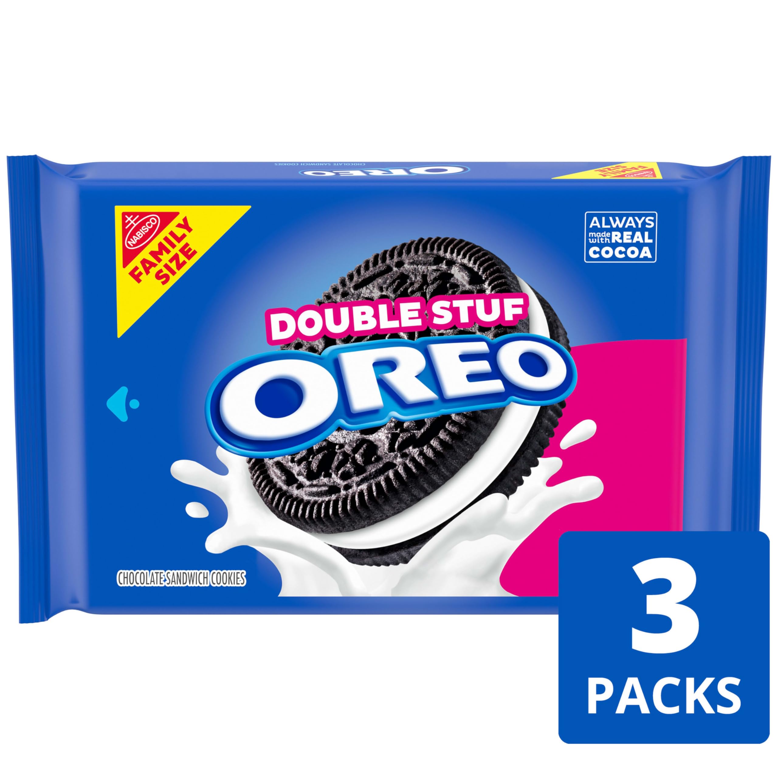 Close-up of OREO Double Stuf creme oozing between wafers