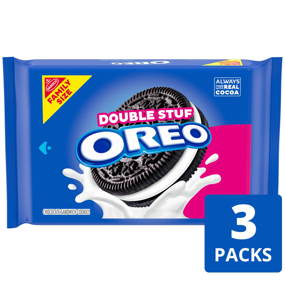 Close-up of OREO Double Stuf creme oozing between wafers