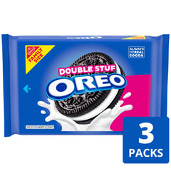 Close-up of OREO Double Stuf creme oozing between wafers