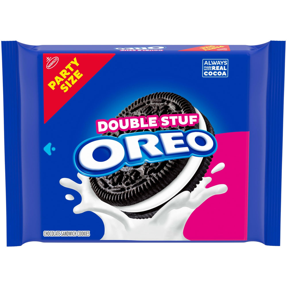 OREO Double Stuf cookies in a pack closeup, ideal for dunking.