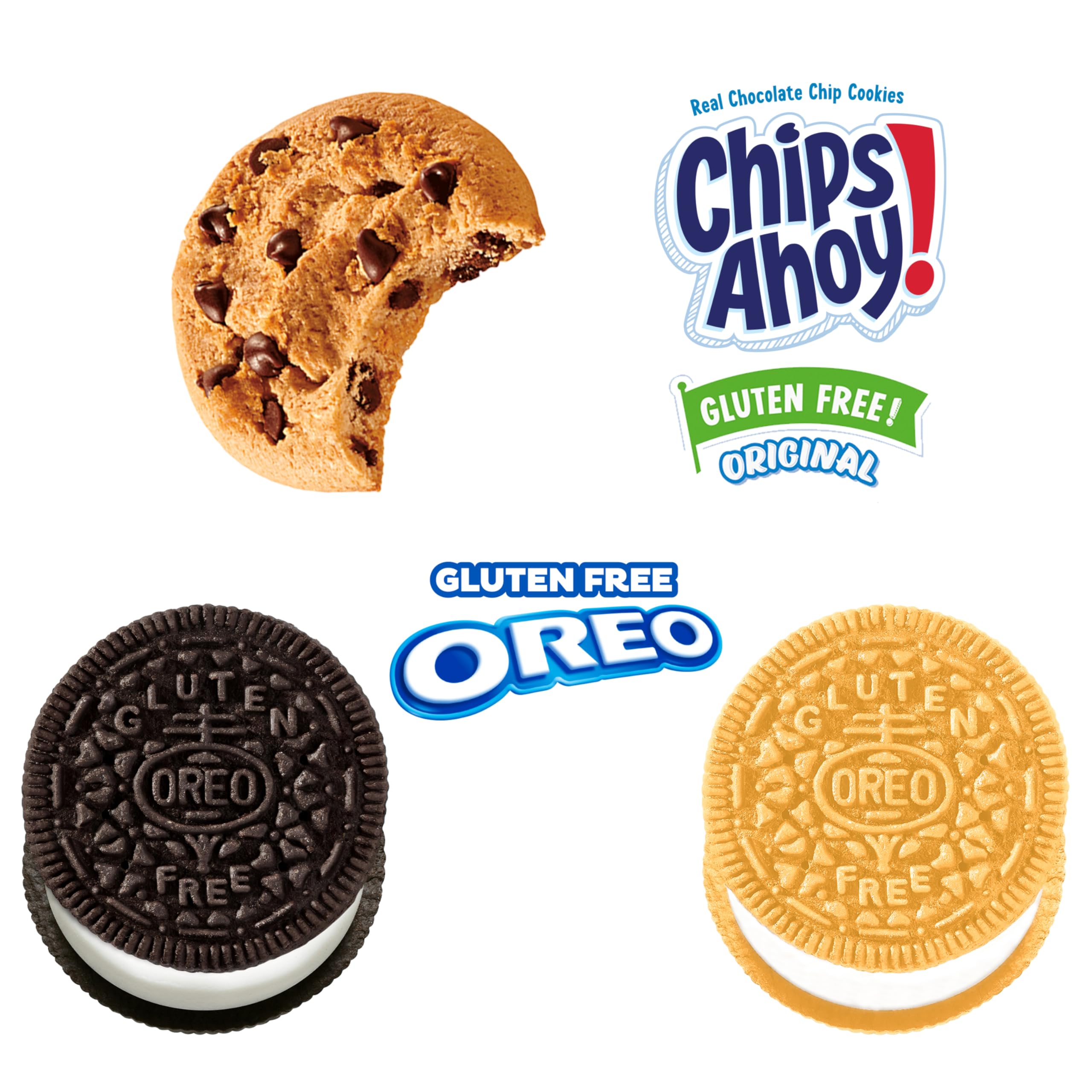 Oreo Gluten Free packaging display highlights three cookie varieties for parties