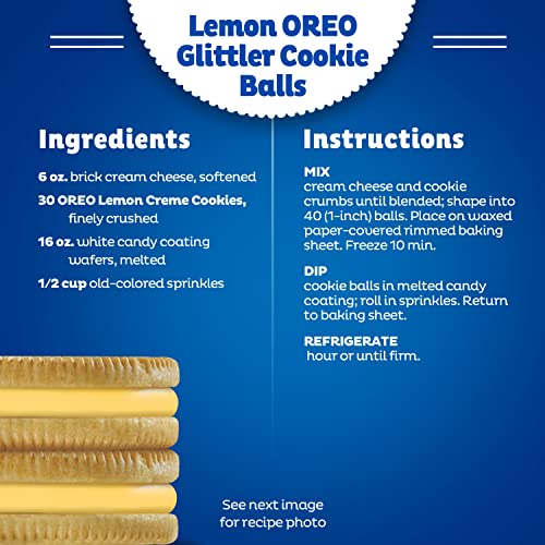 OREO Lemon Creme cookie crumble topping scene, lemon twist for desserts.