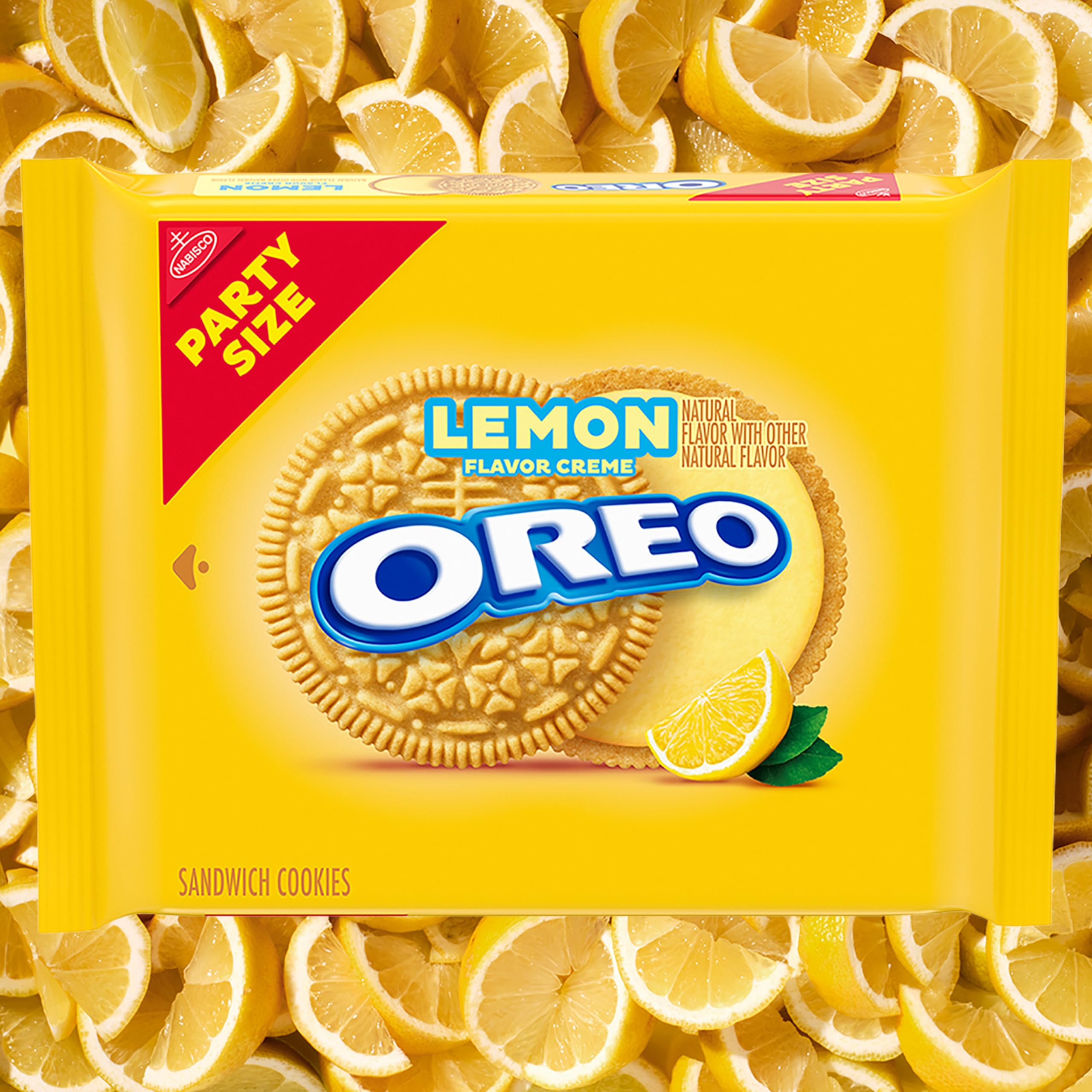 OREO Lemon Creme dessert-mix concept with cookies beside a lemon dessert bowl.