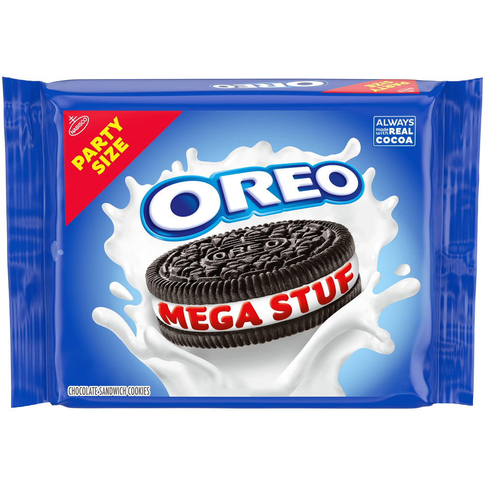 OREO Mega Stuf bulk-pack shown for sharing and dunking.