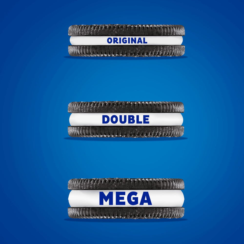OREO Mega Stuf resealable-pouch keeps freshness for on-the-go snacking.
