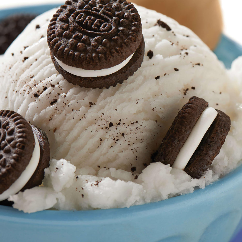OREO Mini cookies with milk for dipping.