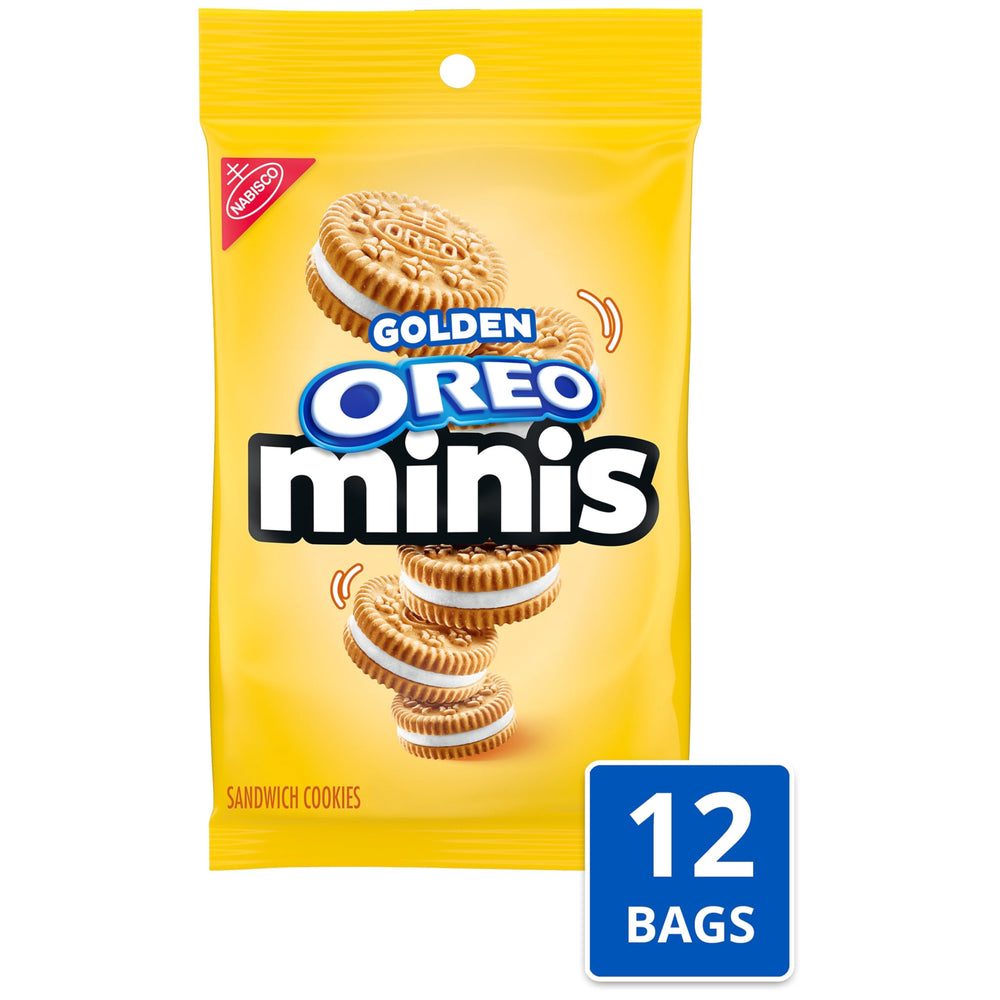 OREO Minis bulk 12-pack pantry display for easy snacking.