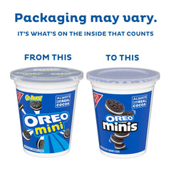 OREO Minis real cocoa ingredient label close-up.