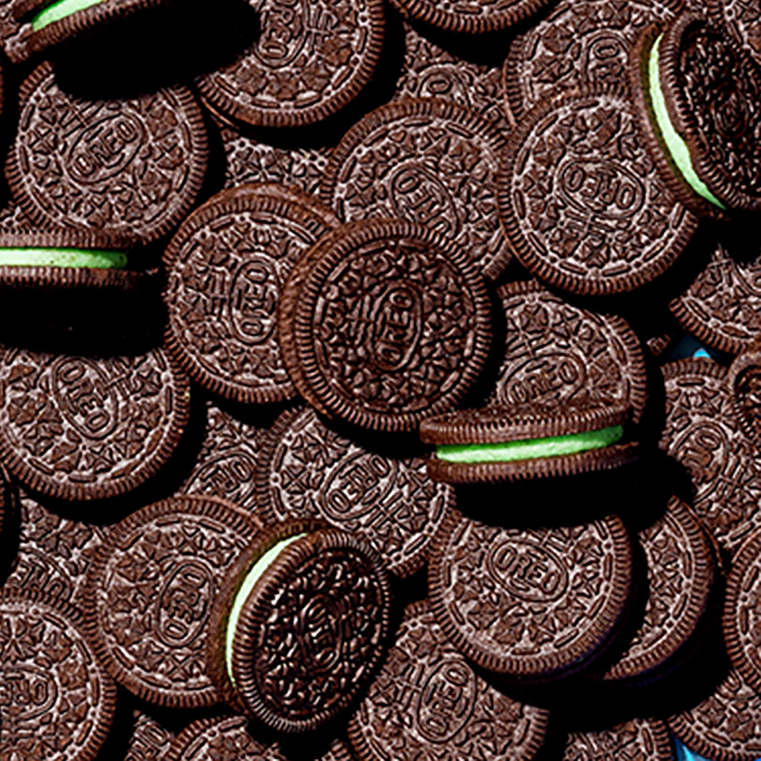 OREO Mint Creme cookies arranged on a serving plate for sharing