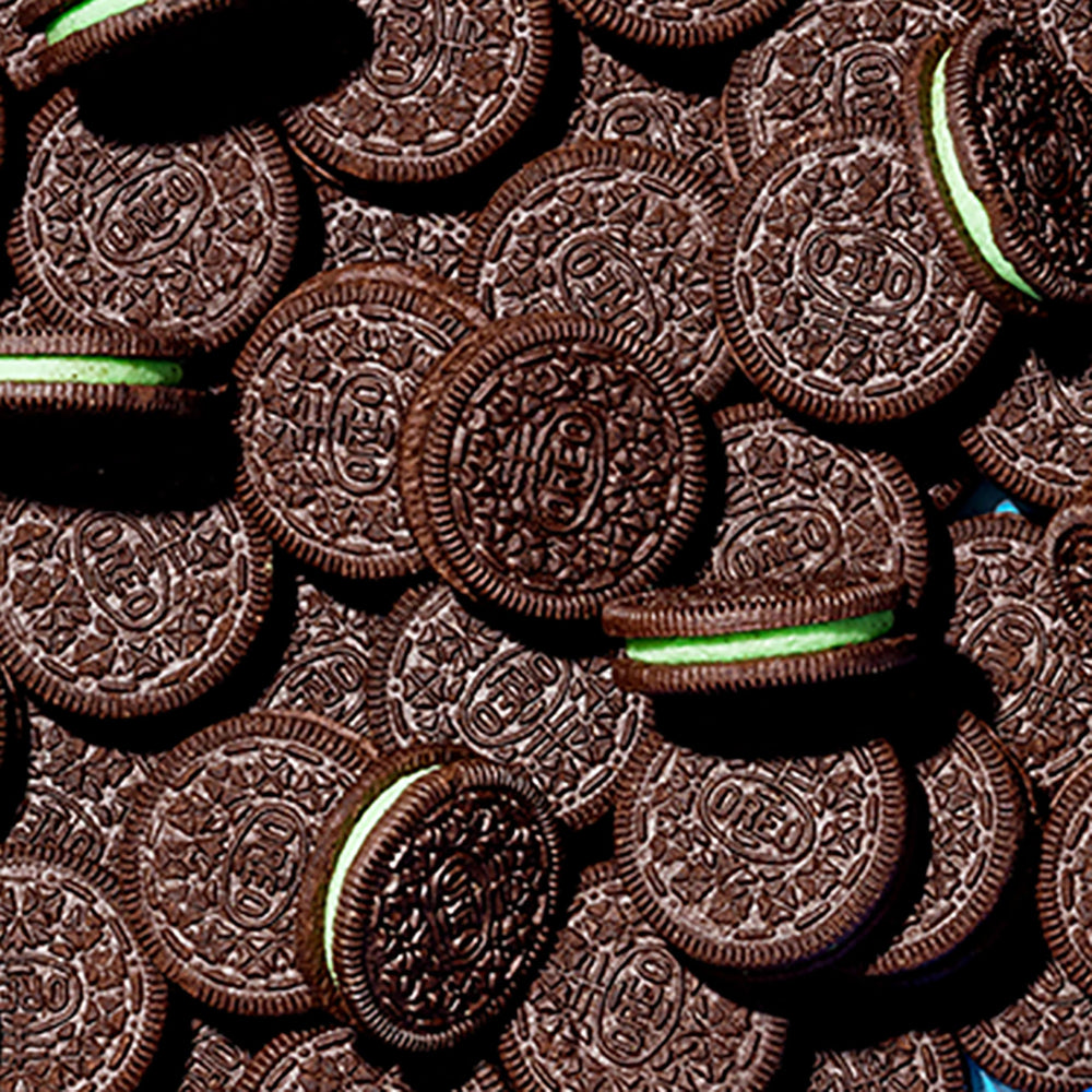 OREO Mint Creme cookies arranged on a serving plate for sharing