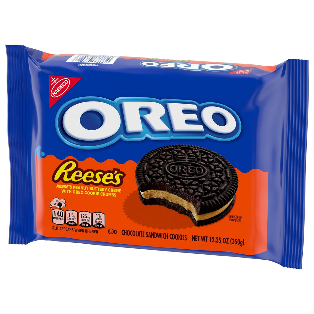 OREO REESE'S movie night scene with cookies and a milk glass.