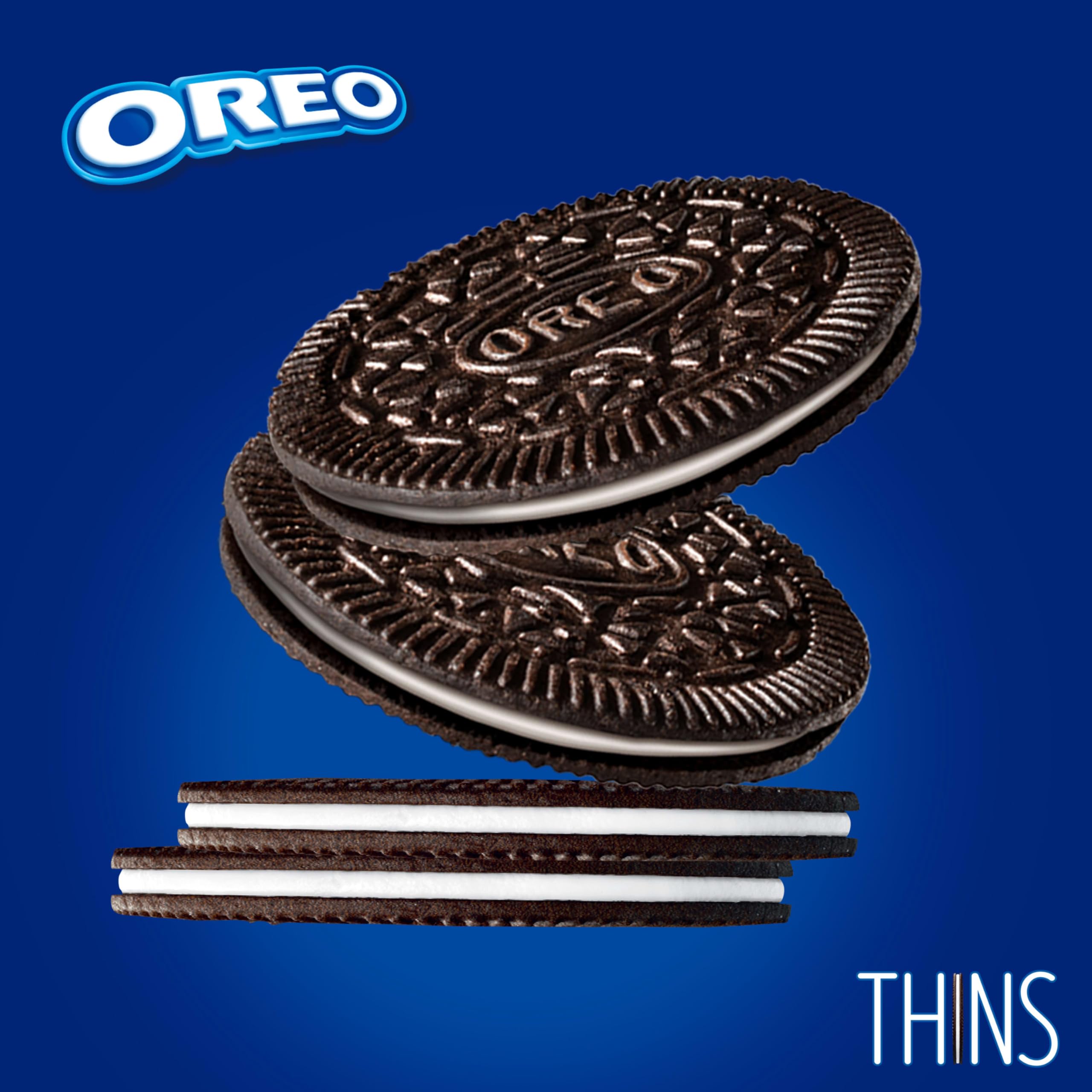 OREO Thins with milk image demonstrates classic dunk and savor moment.
