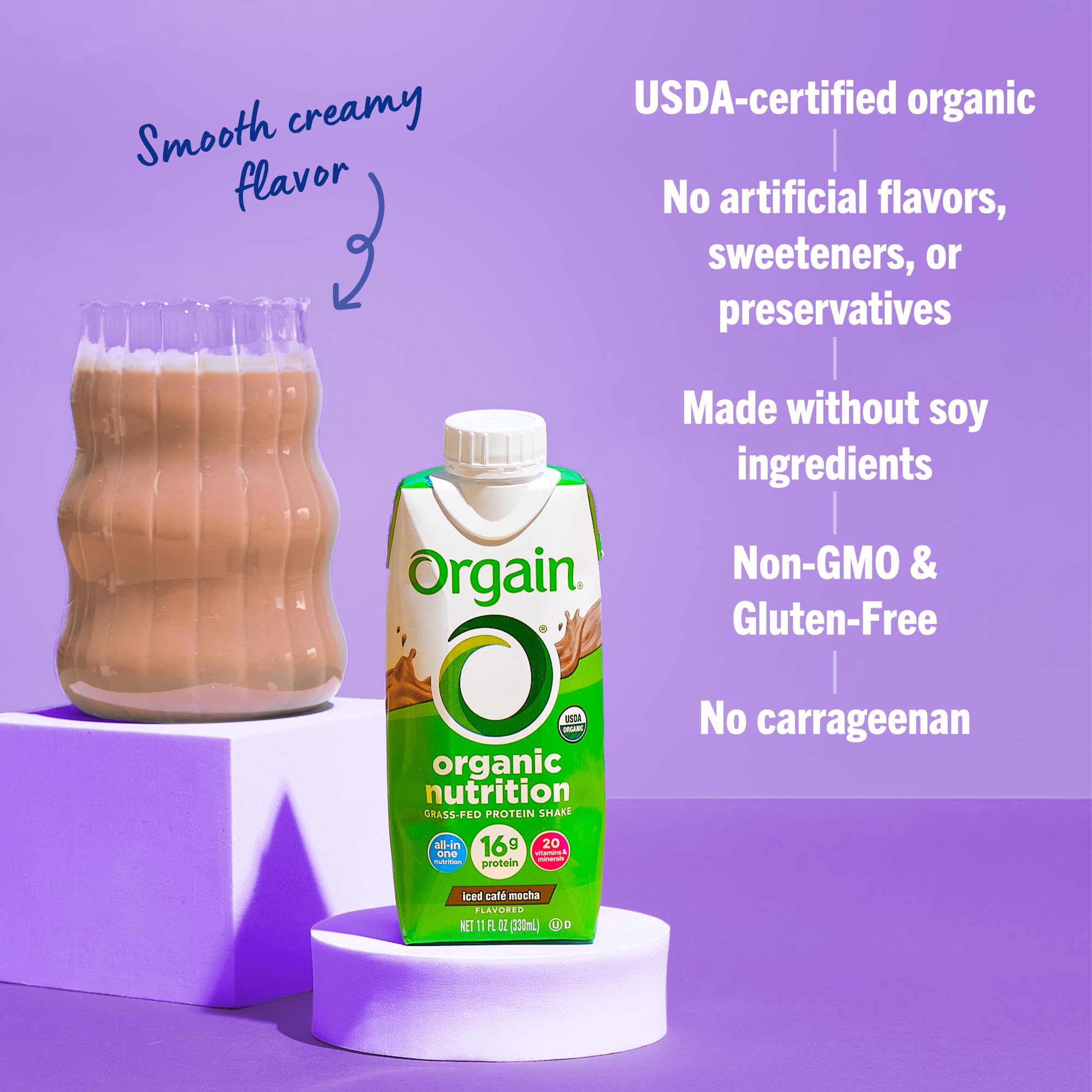 Orgain 12-pack packaging shown for convenient multi-pack purchases.