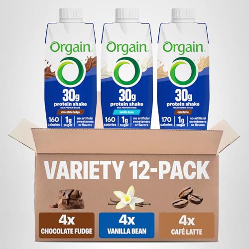 Orgain 12-pack ready-to-drink packaging shown for convenience