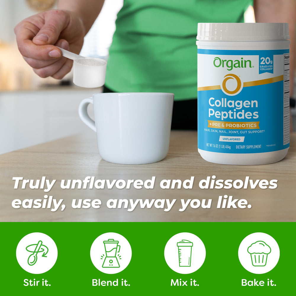 Orgain 1B CFU probiotics badge on the tub label