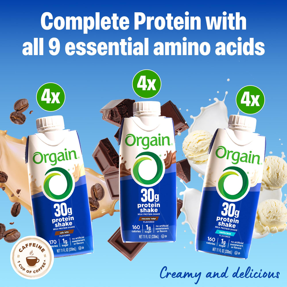 Orgain cafe latte bottle combines caffeine with protein for a morning boost