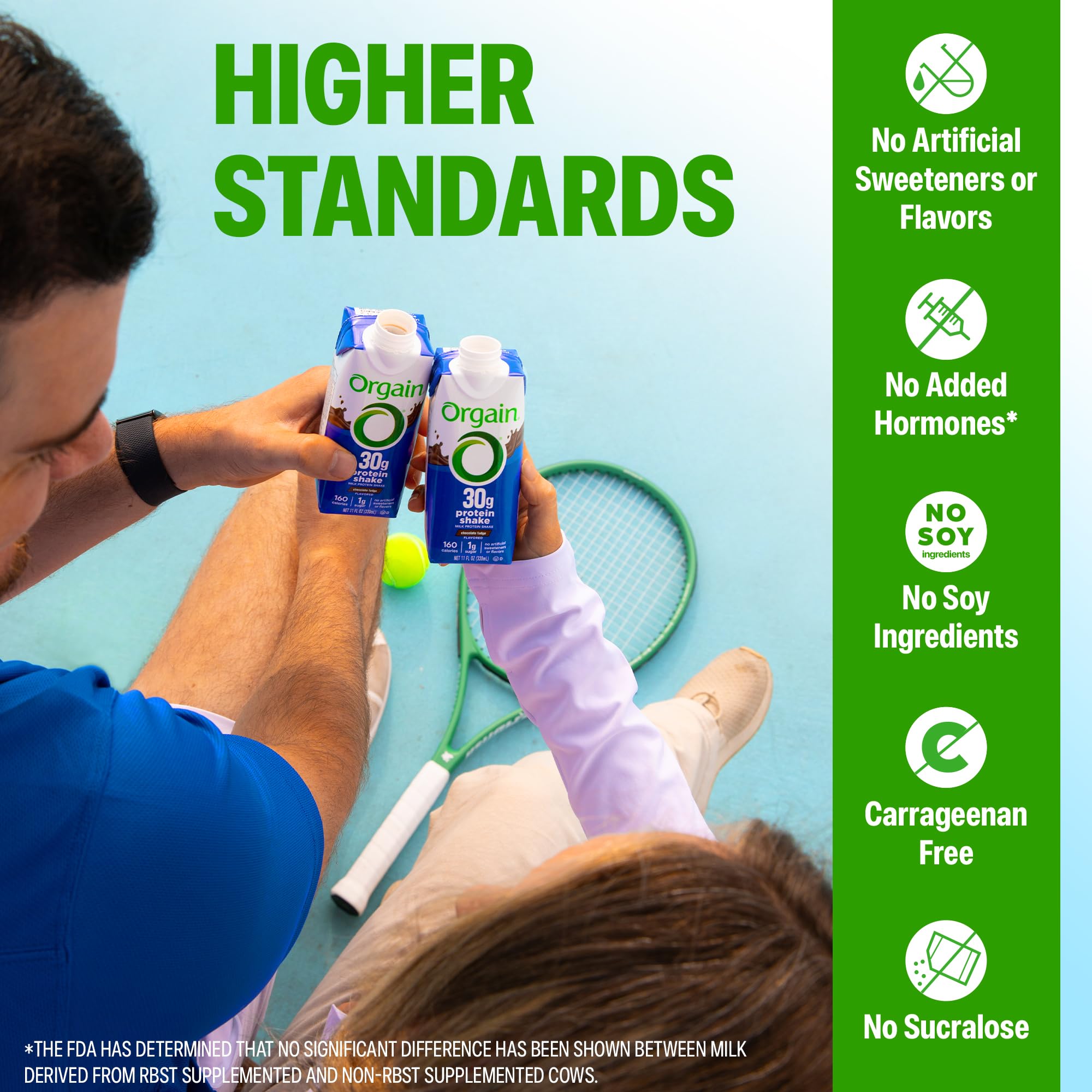 Orgain ready-to-drink bottle shown in a backpack emphasizes on-the-go nutrition.