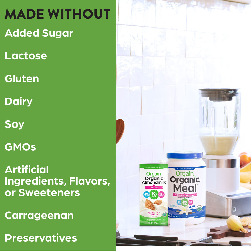 Orgain almond milk vanilla for baking provides versatile dairy substitute in recipes.