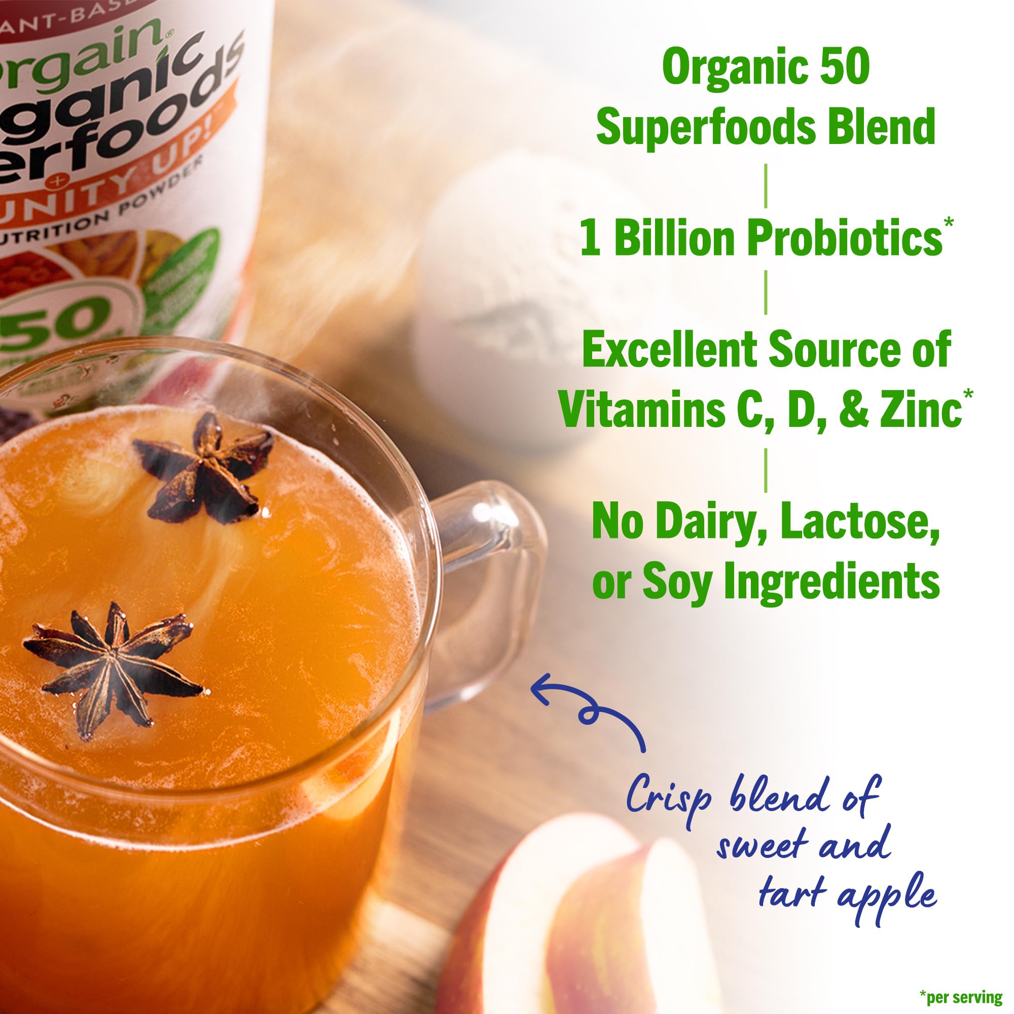 Orgain Ashwagandha and Reishi Mushrooms ingredients showing adaptogenic support.