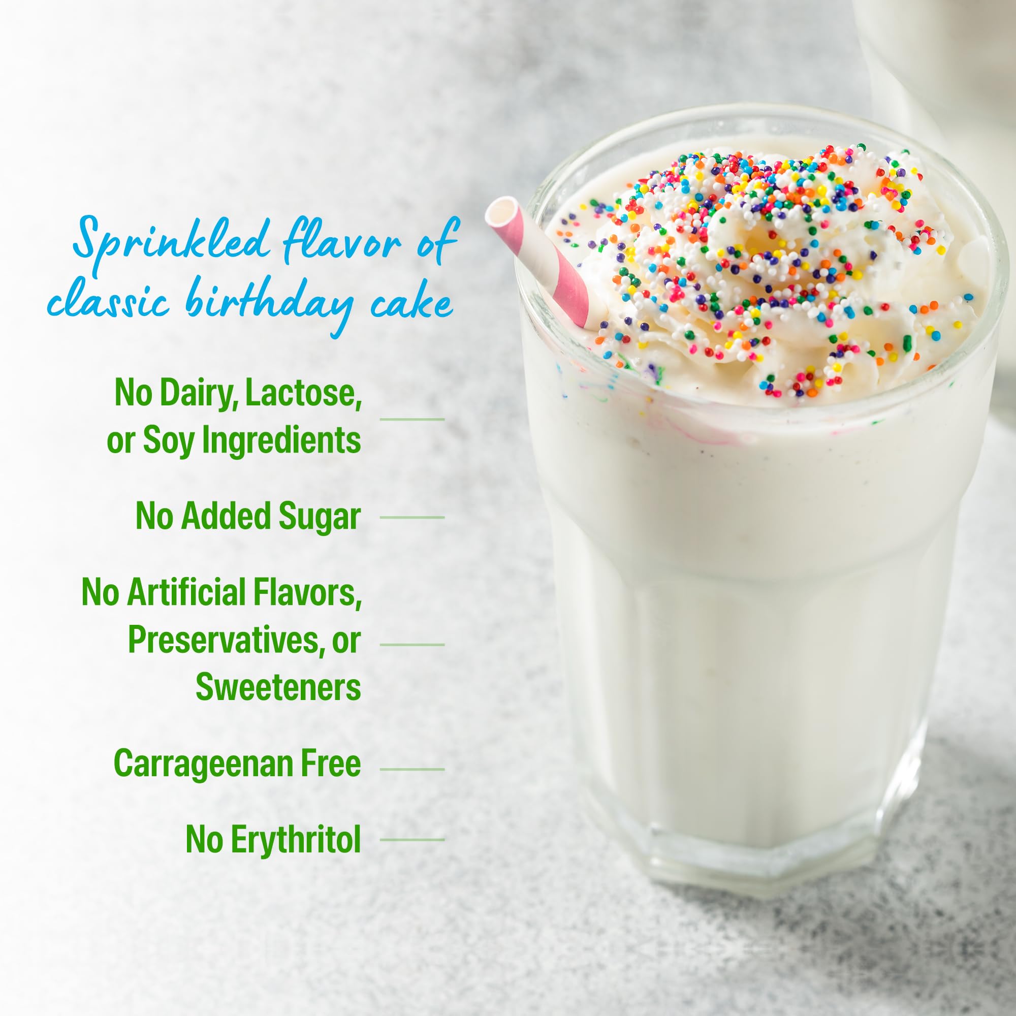 Birthday Cake powder box from Orgain for daily protein boosts