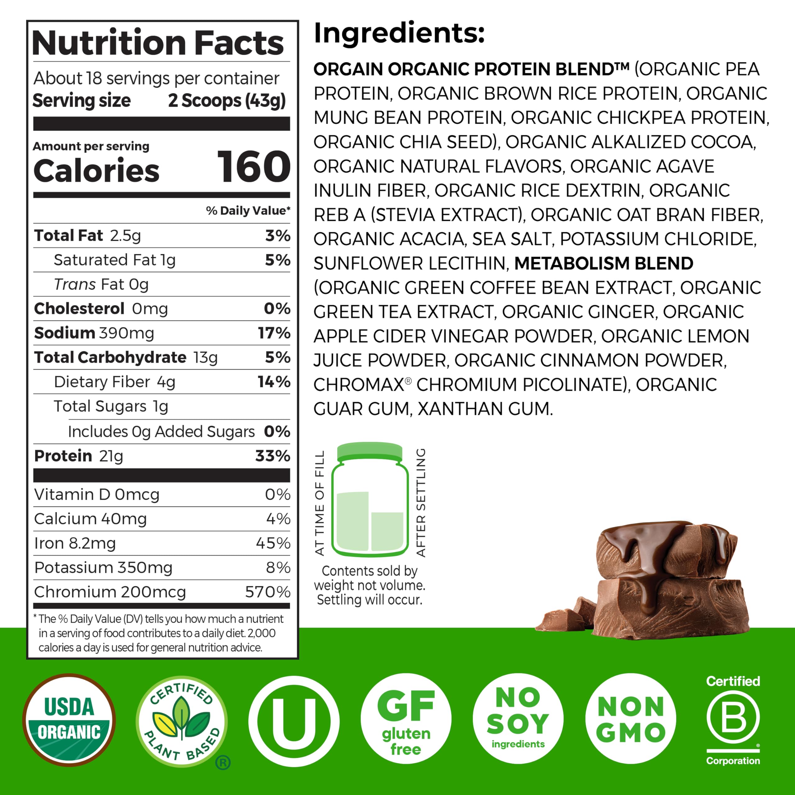 Chocolate Fudge protein powder scoop for quick, creamy mixes