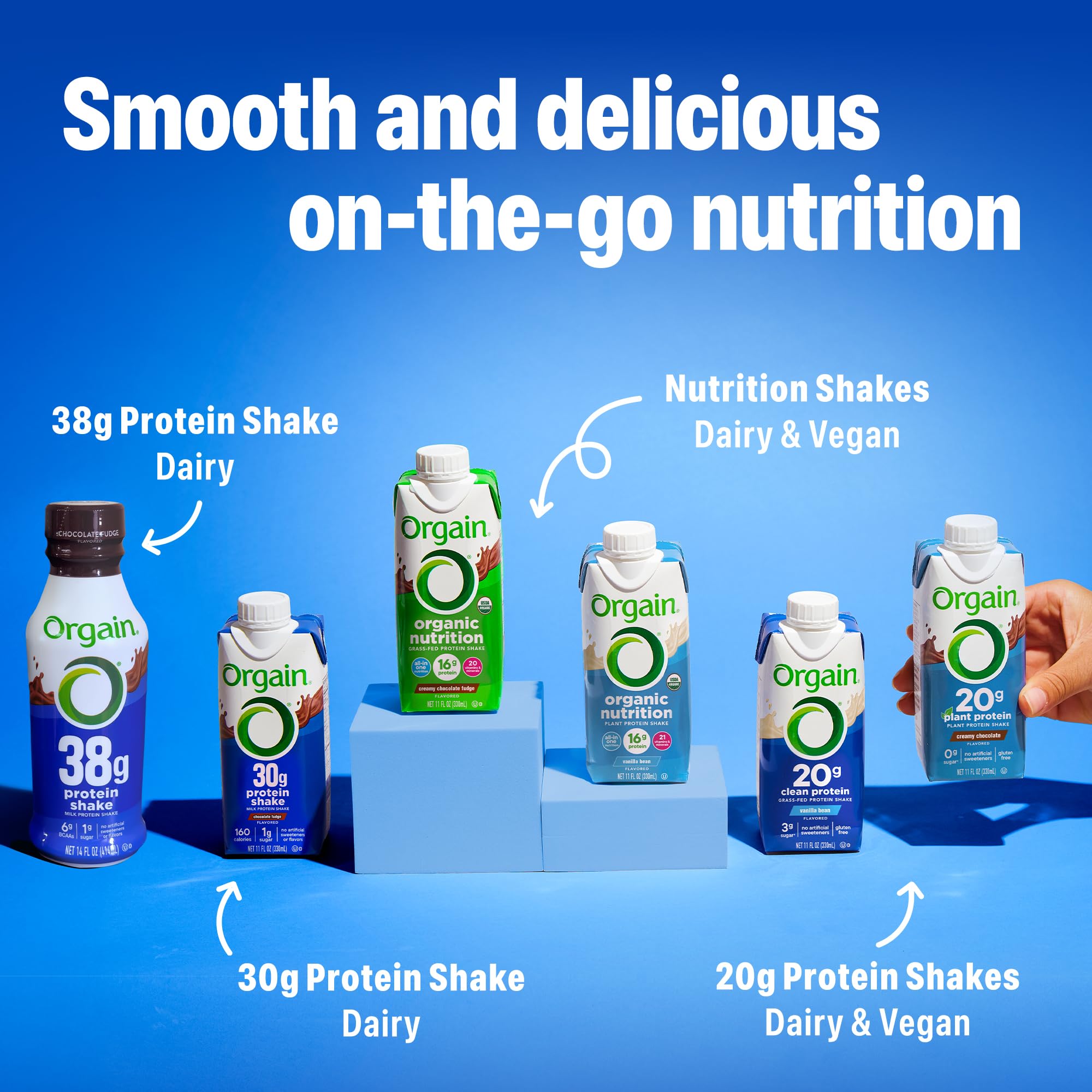 Orgain Clean Protein Shake Vanilla Bean glass highlights creamy vanilla flavor.