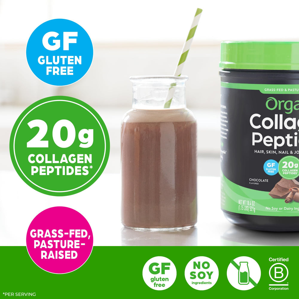 Orgain collagen peptides dissolving in hot drink, easy daily addition for skin and joint support