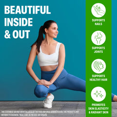Orgain collagen powder stirred into a smoothie for protein support