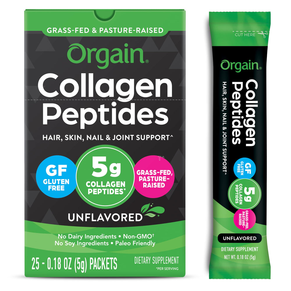 Orgain collagen travel packets for on-the-go daily use.