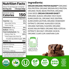 Orgain scoop with Creamy Chocolate Fudge powder for a quick protein boost