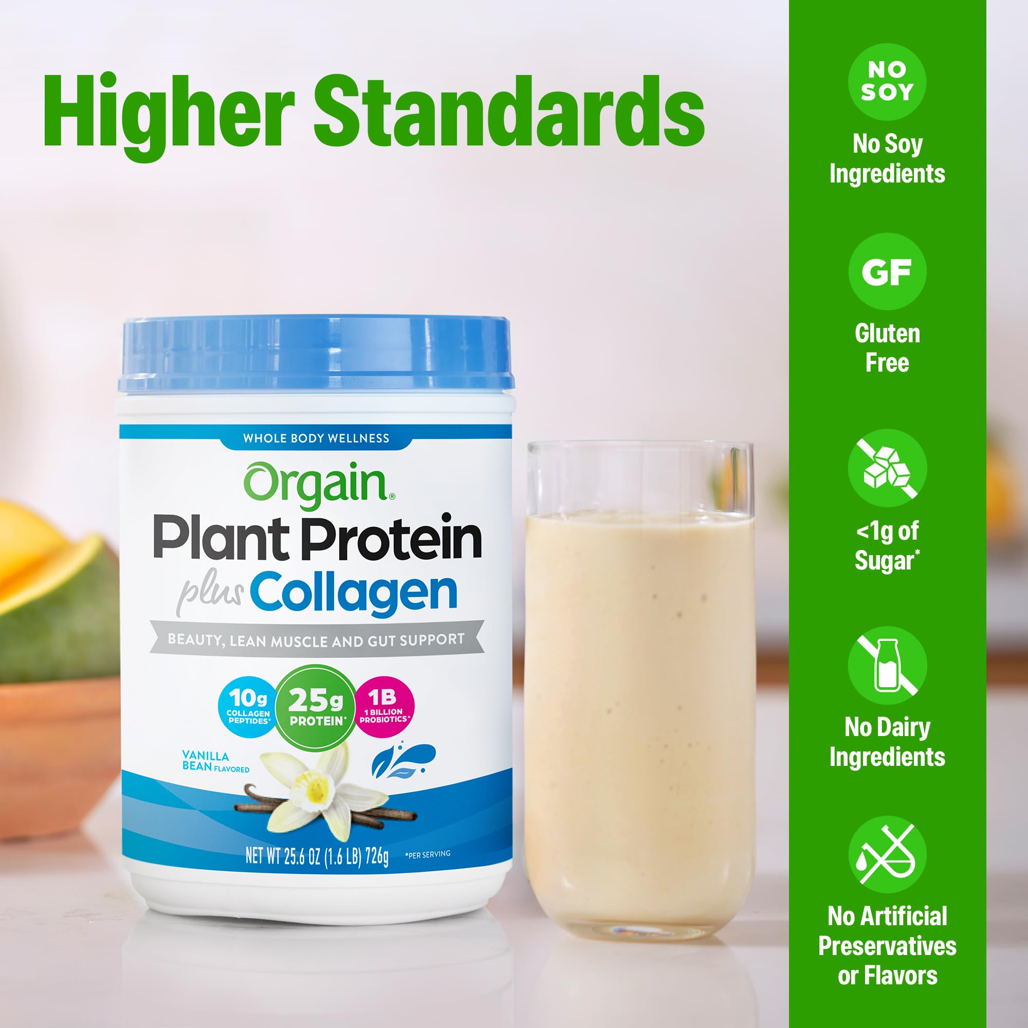 orgain creamy vanilla shake with protein-collagen blend ready for the day