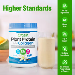orgain creamy vanilla shake with protein-collagen blend ready for the day