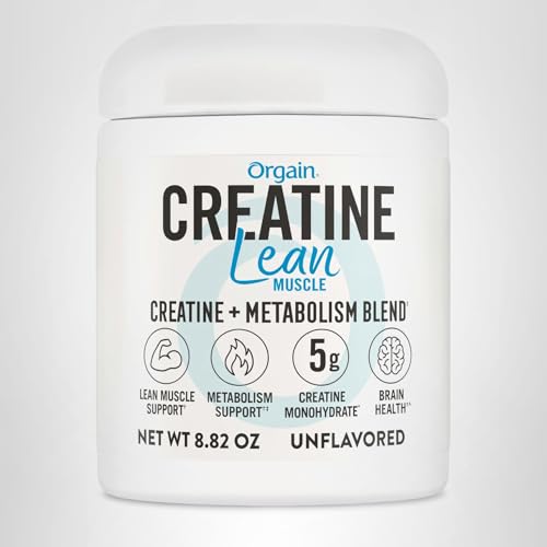 Orgain Creatine Lean Muscle brand logo signals trusted wellness lineage.