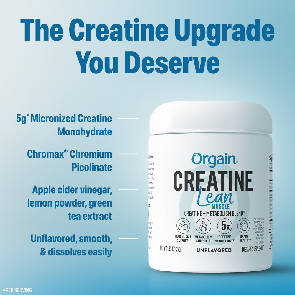 Orgain Creatine Lean Muscle unflavored powder blends without altering taste.