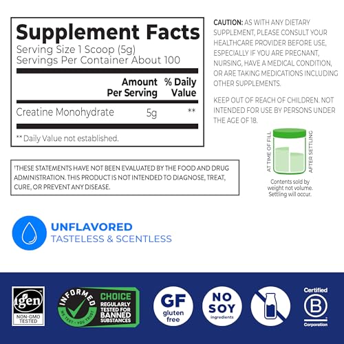 Orgain Creatine Monohydrate powder and scoop
