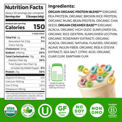 Orgain Fruity Cereal shake glass showcasing creamy, fruity flavor